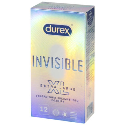 Світлина Презервативи латексні з силіконовою змазкою Durex Invisible Extra Lube (ультратонкі з додатковою змазкою) №12